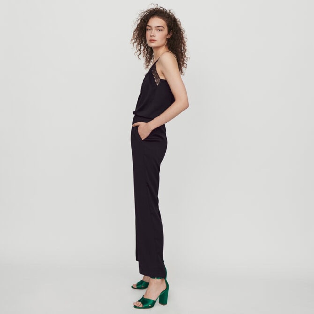 NWT MAJE black satin jumpsuit/romper size 2 - Picture 6 of 6